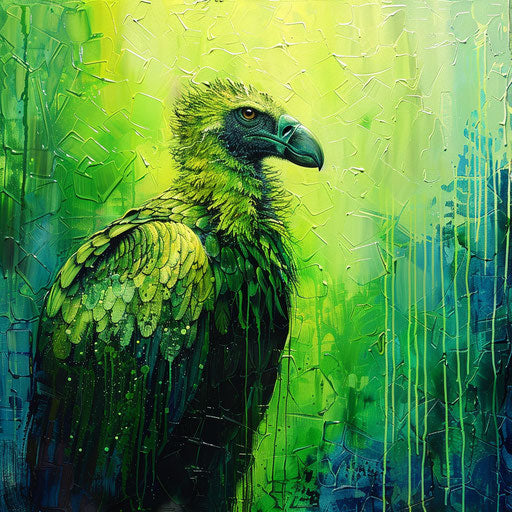 The vulture with a vibrant green forest