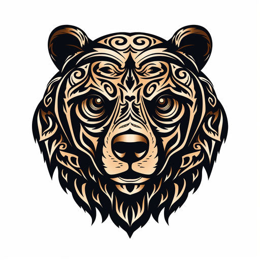 Elegant indigenous bear design on white background