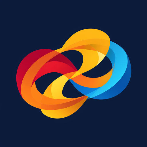 Company logo with dynamic shapes and bright colors