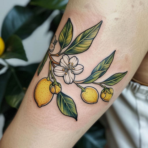 Elegant sketch of a lemon branch with blossoms