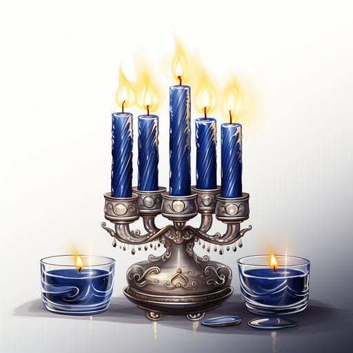 Hanukkah clipart in the style of Chiaroscuro Art, on white background