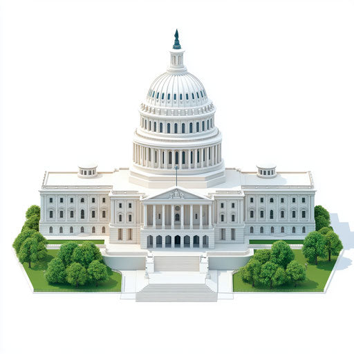 Realistic 3D government on flat white background, isolated clipart