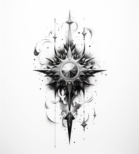 Black and white star tattoo design, captivating 26:29