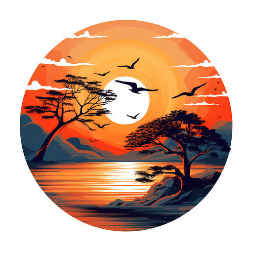 Sunset illustration in the style of Chiaroscuro Art