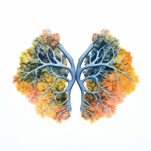 Lungs illustration in the style of Oil painting, on white background