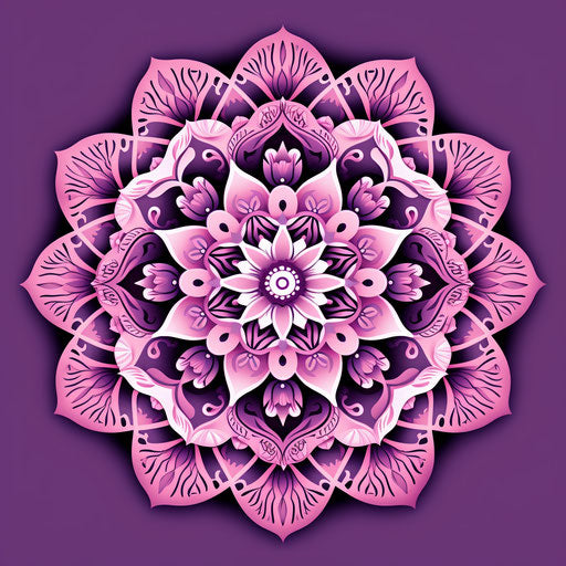 Abstract mandala pattern in purple and mauve, intricate details