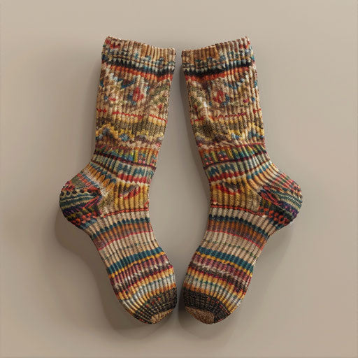 Stylish socks on beige background, realistic quality