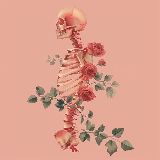 Dusky rose background with realistic spine clipart