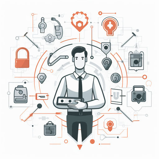 Minimalist security clipart on white background