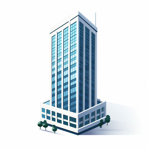 Minimalist skyscraper illustration on white background