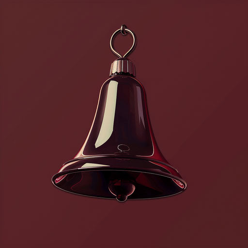 Flat background in deep maroon supporting Christmas bell clipart, accentuated with dynamic shadows and bright highlights