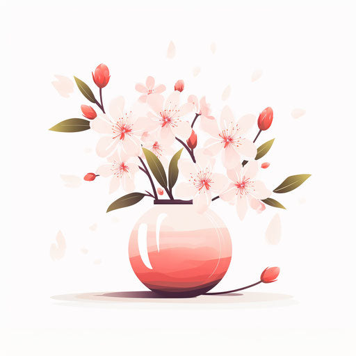 Spring illustration in Minimalist style, on white background