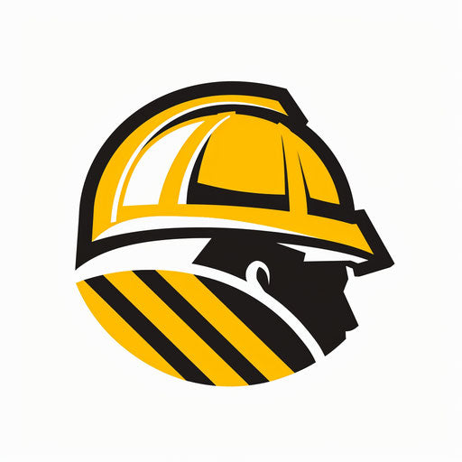 Bold construction logo with yellow and black colors on white background
