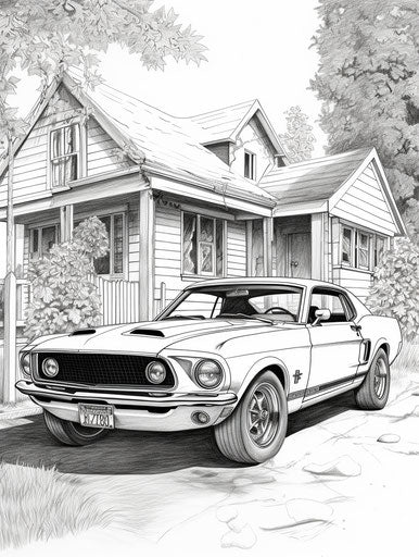 Vintage sports car coloring page