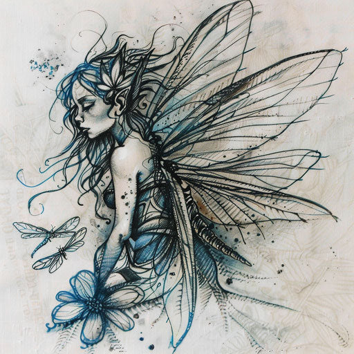 Fairy and dragonfly companionship tattoo design