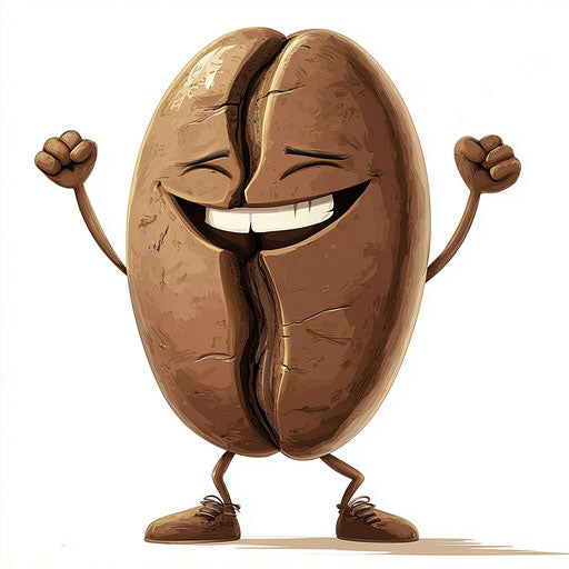 Customizable Coffee Bean Caricature Clipart for Personalized Decor