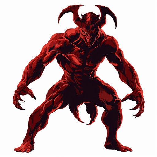 Chiaroscuro Art: devil in clipart on white background