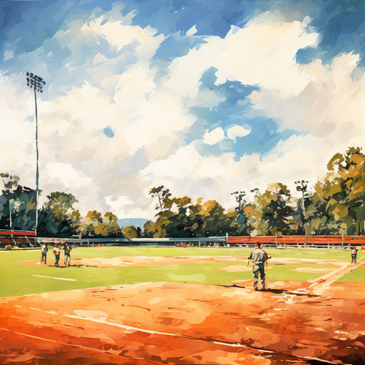 Baseball field in the style of oil painting