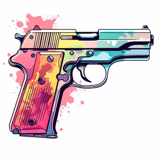 Gun illustration in the style of Pastel Colors Art