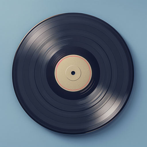Photo-realistic record clipart on flat indigo background