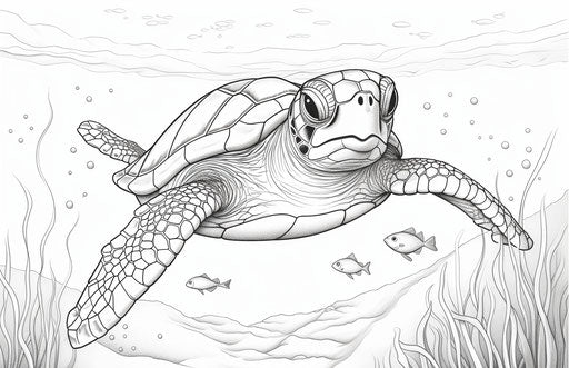 Free turtle coloring pages, precisionist style lines and shapes