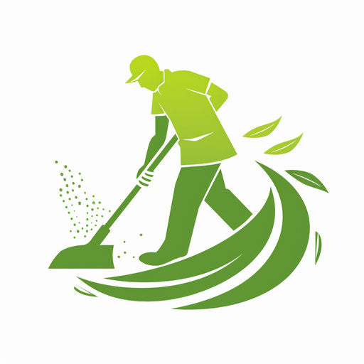 Cleaning company logo: green and white on fresh minimalist background