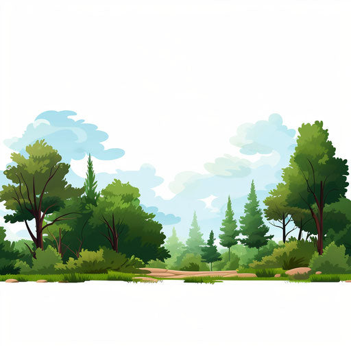 Cartoon forest in Minimalist style, on white background