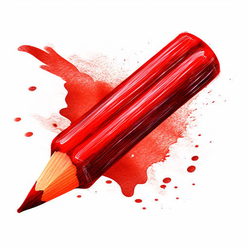Red crayon in Impressionistic Art style on white background