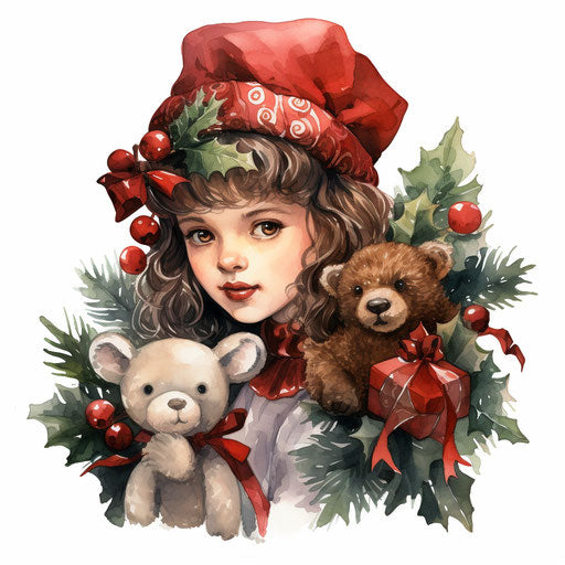 Christmas clipart in the style of Chiaroscuro Art, on white background