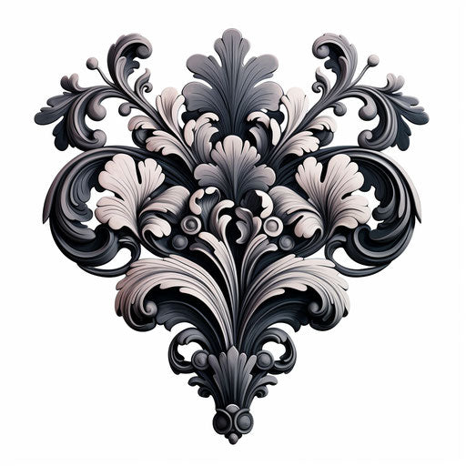 Ornament Clipart in the style of Chiaroscuro Art, on a white background
