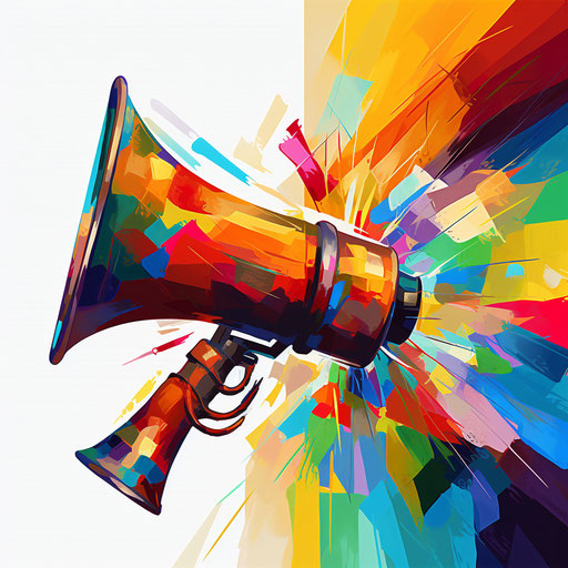 Megaphone clipart in the style of Impressionistic Art, on white background