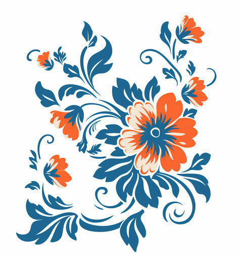 Flower with design on white background vector, sketchy style