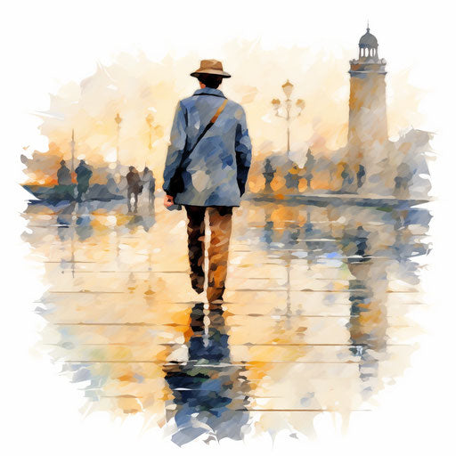 Walking sketch in the style of Impressionistic Art on a white background