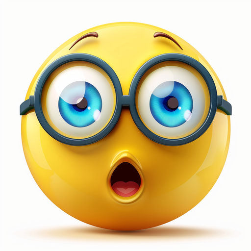 Yellow confused emoji with big blue eyes