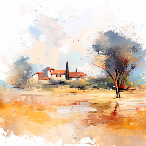 Background clipart in the style of Impressionistic Art, on a white background