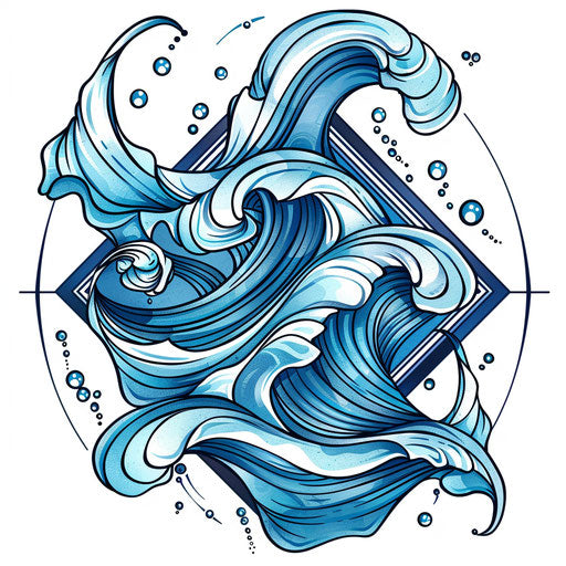 Abstract sea waves in geometric blue pattern