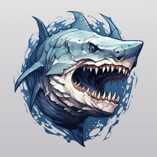 Ancient fish icon in the shape of a shark head