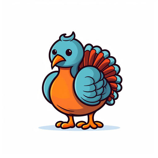 Cute turkey clipart in Minimalist style, on white background