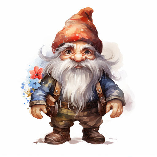Gnome clipart in the style of Oil painting, on a white background