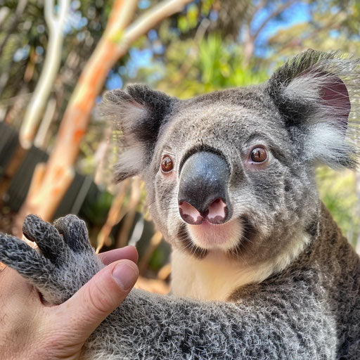 Koala in a rare face-to-face encounter