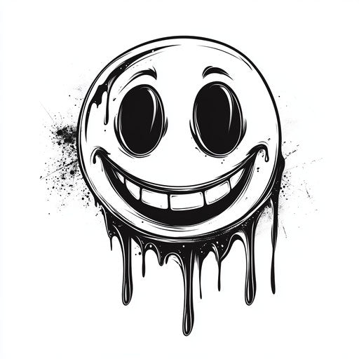 Beautiful clipart style flat tattoo sketch smiley tattoo with melting face design