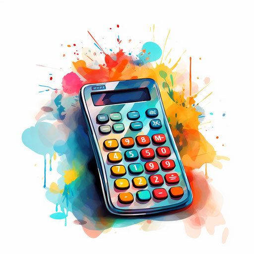 Calculator clipart in the style of Impressionistic Art, on white background