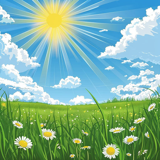 Realistic sunny day illustration on white background