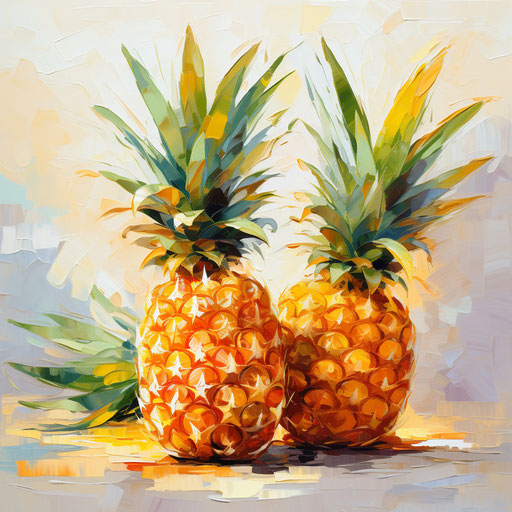 Impressionistic art style pineapple clipart on white background