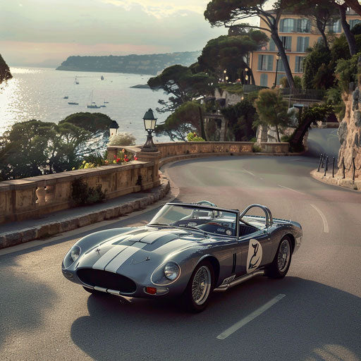 Shelby Daytona convertible cruising on the French Riviera