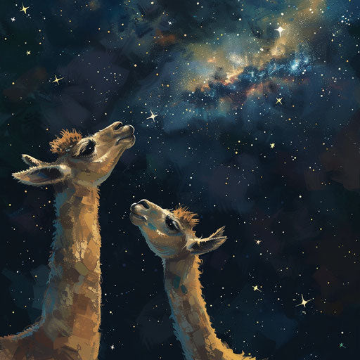 Dreamy alpacas reaching for the stars