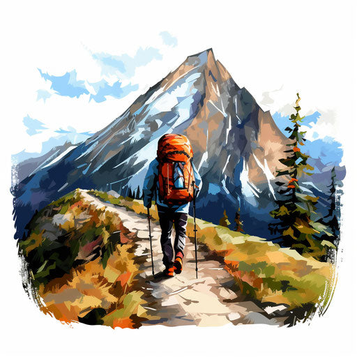 Hiking in the style of Oil painting