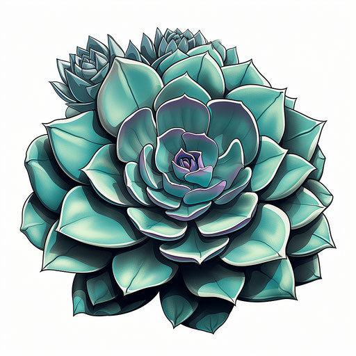 Chiaroscuro Art style succulent clip art on white background