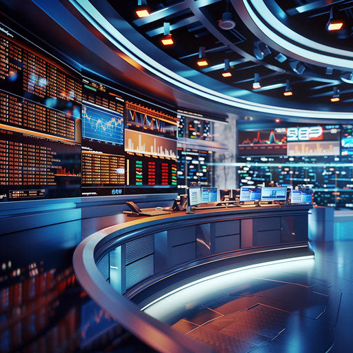 Financial news with anchors discussing market updates, sleek design
