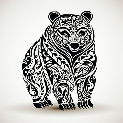 Bear drawing intricate pattern indigenous tattoo art